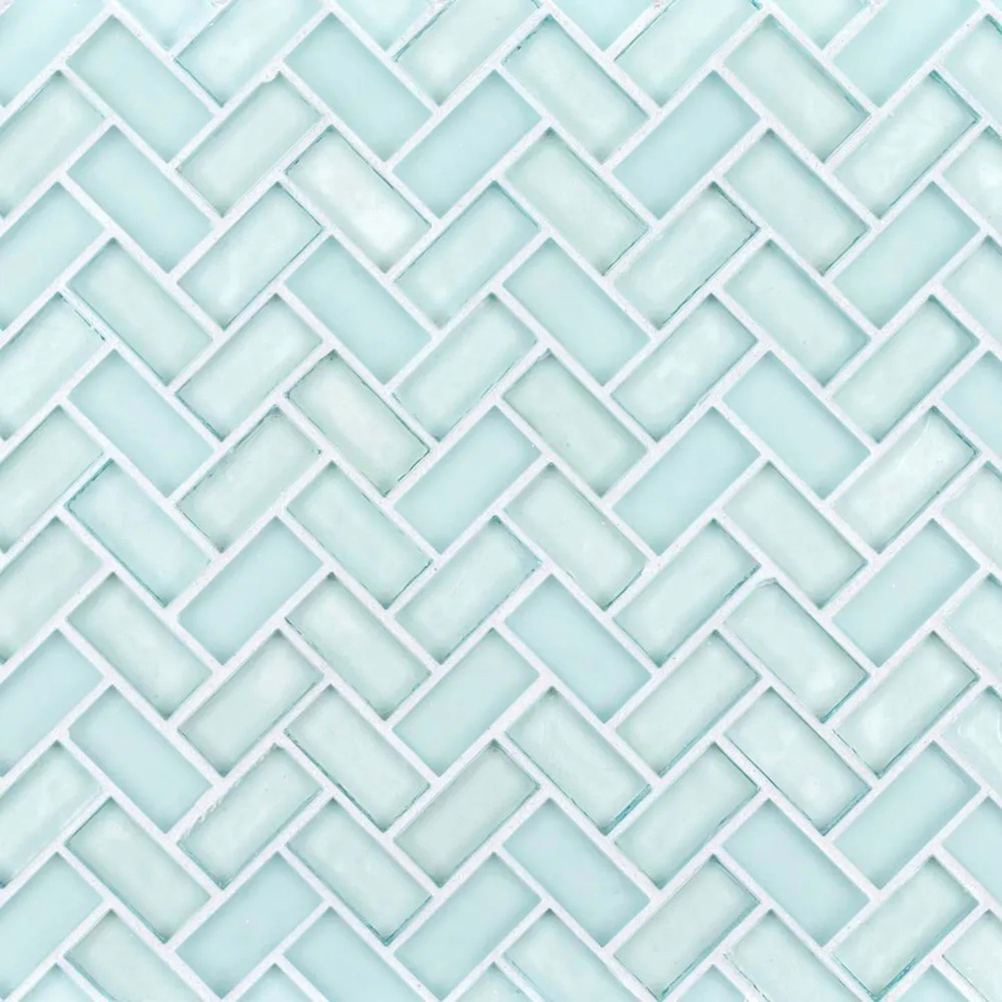 5/8" Herringbone Mosaic in Mo'Orea Glass Tile