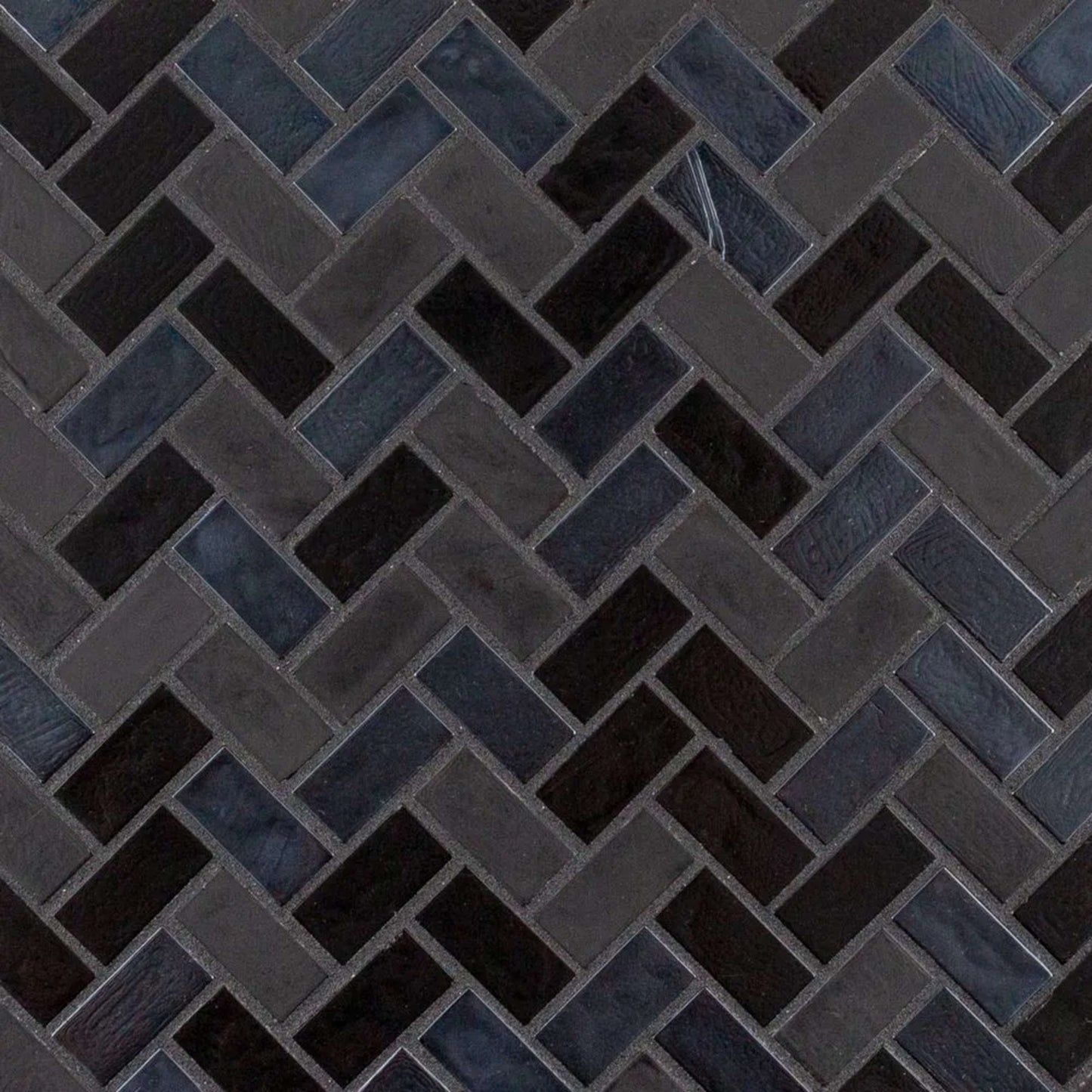 5/8" Herringbone Mosaic in Waimea Glass Tile
