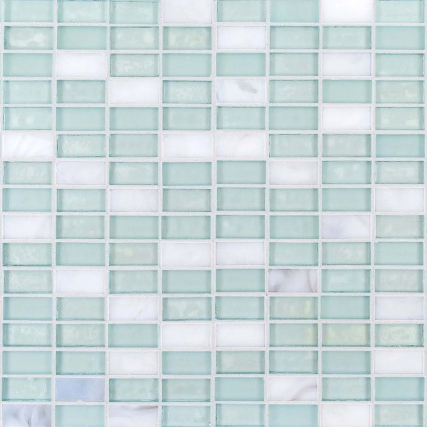 5/8" Stack Brick Blend Mosaic in Mo'Orea Glass Tile