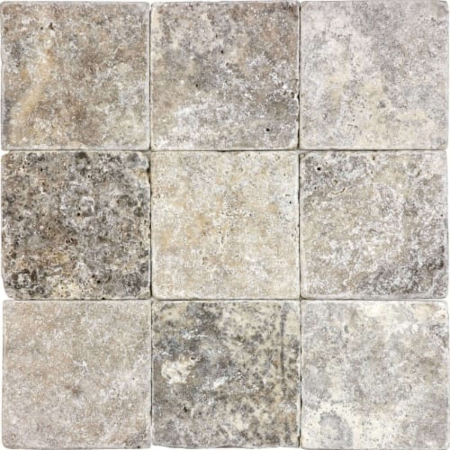 Silver Ash in Tumbled 4x4 Natural Stone