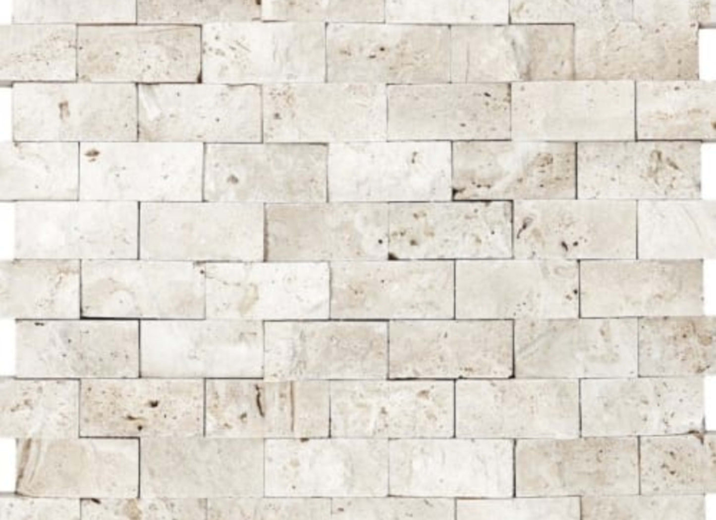 Ivory Travertine in 1x2 In Split Face Mosaics