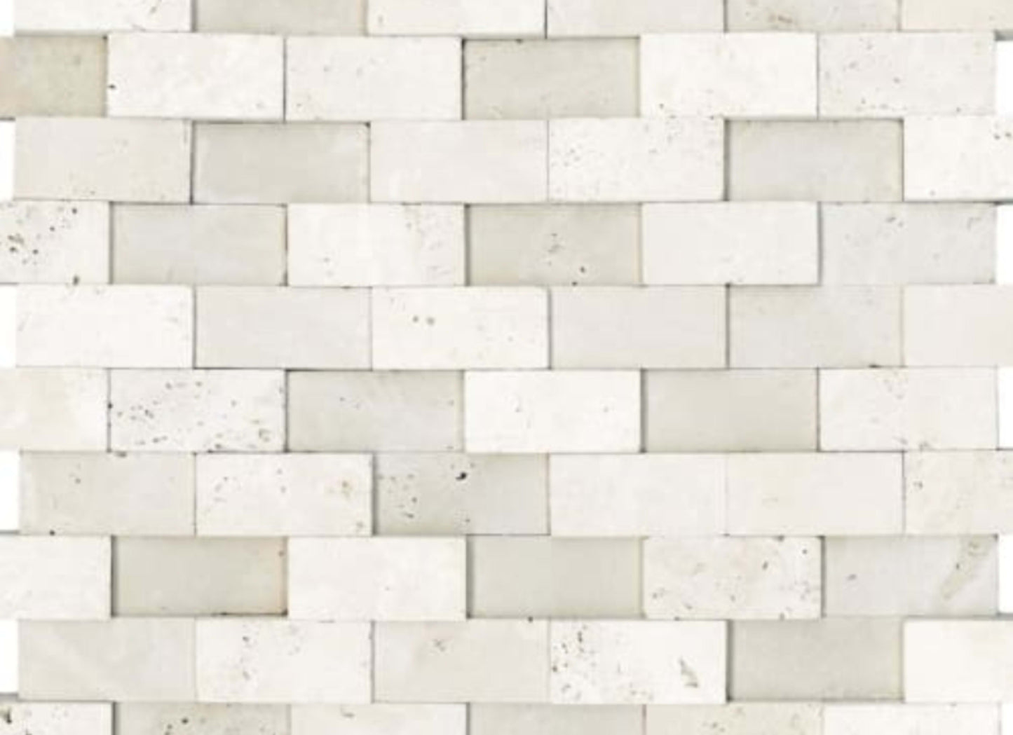 Ivory Travertine in 1x2 In Honed Cubics Mosaics
