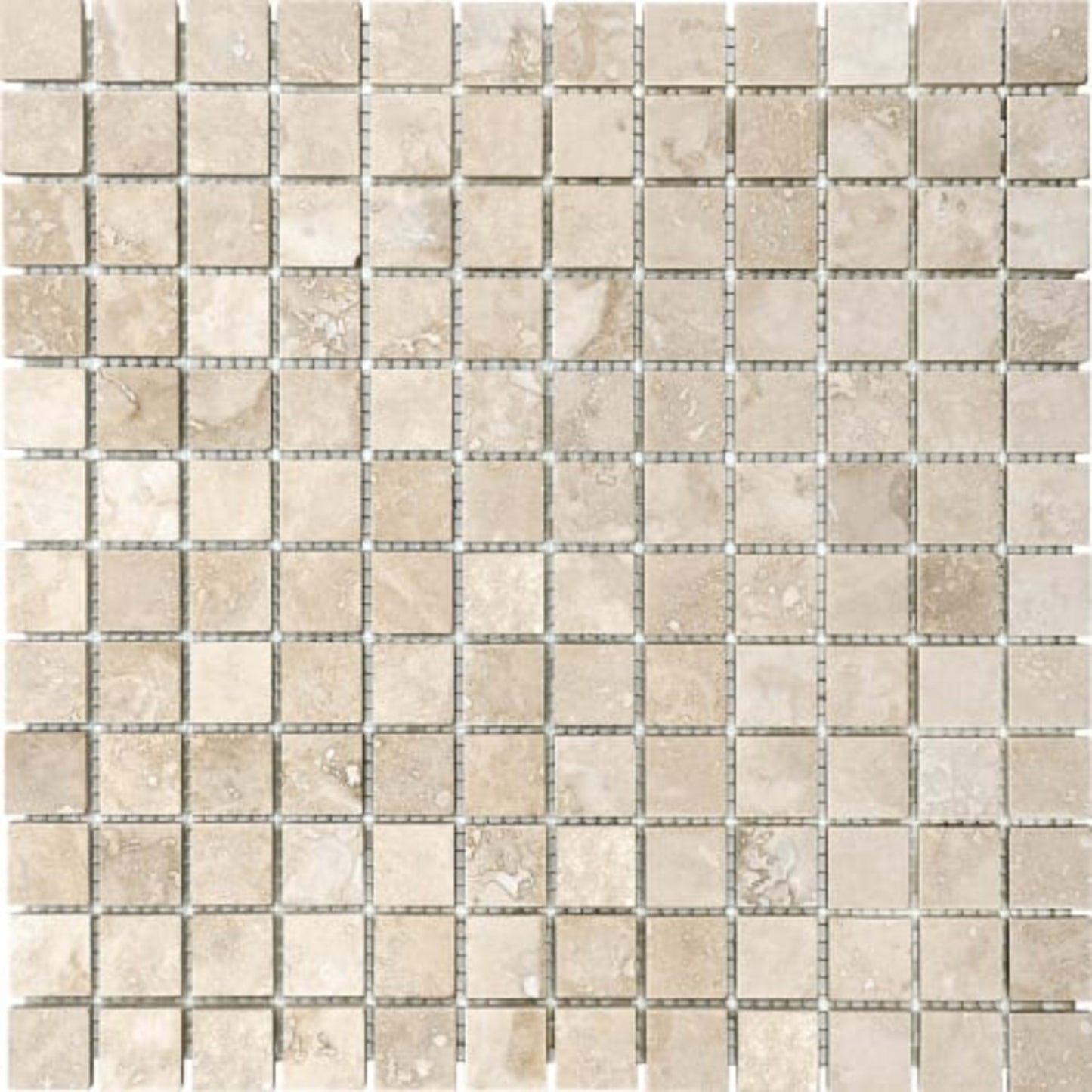 Ivory Travertine in 1x1 In Filled & Honed Mosaics Natural Stone