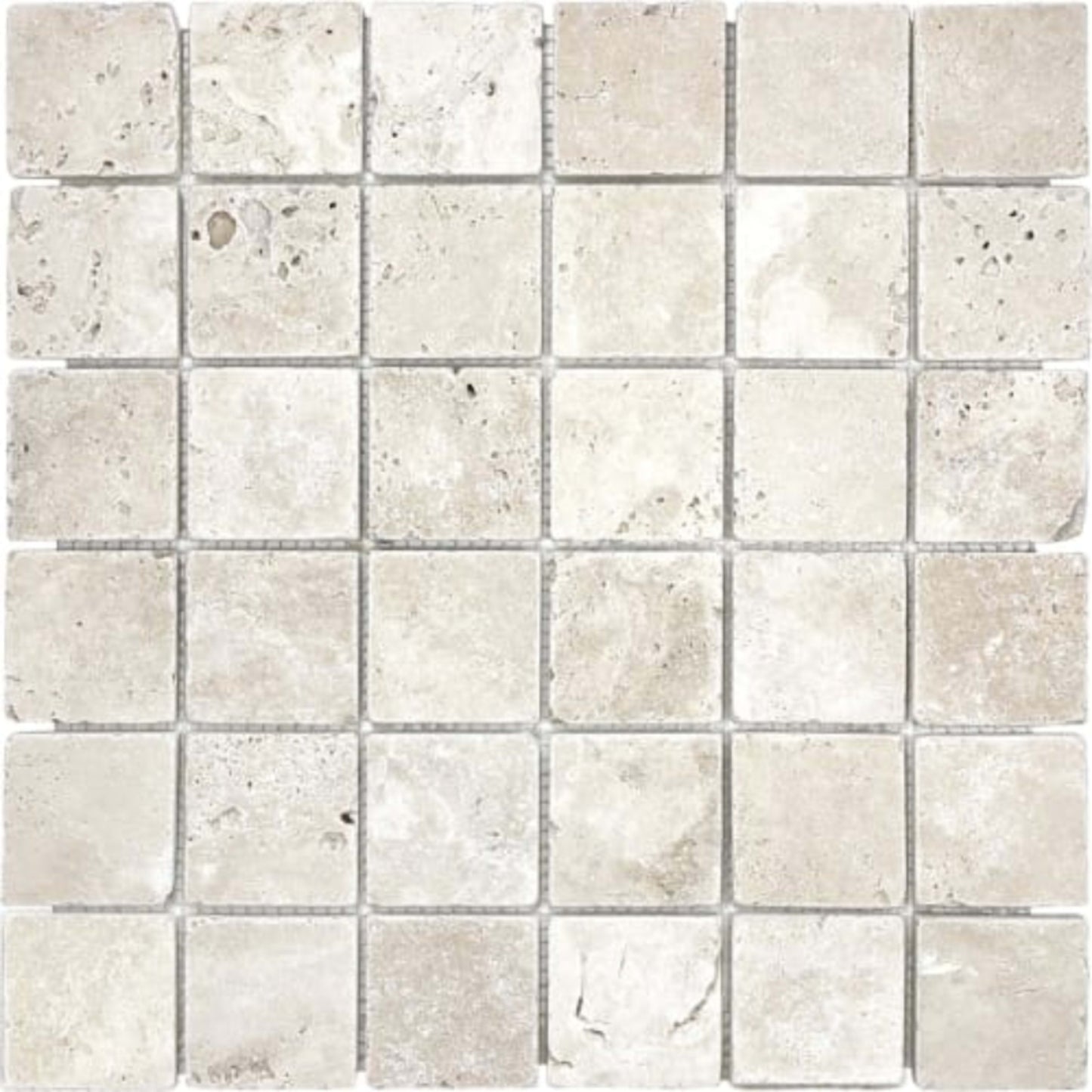 Ivory Travertine in 2x2 In Tumbled Mosaics Natural Stone