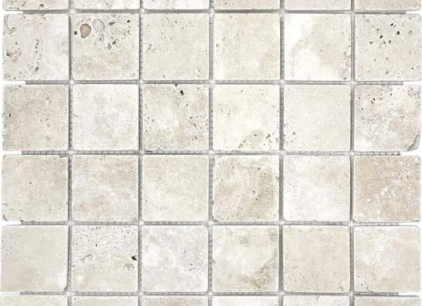Ivory Travertine in 2x2 In Tumbled Mosaics