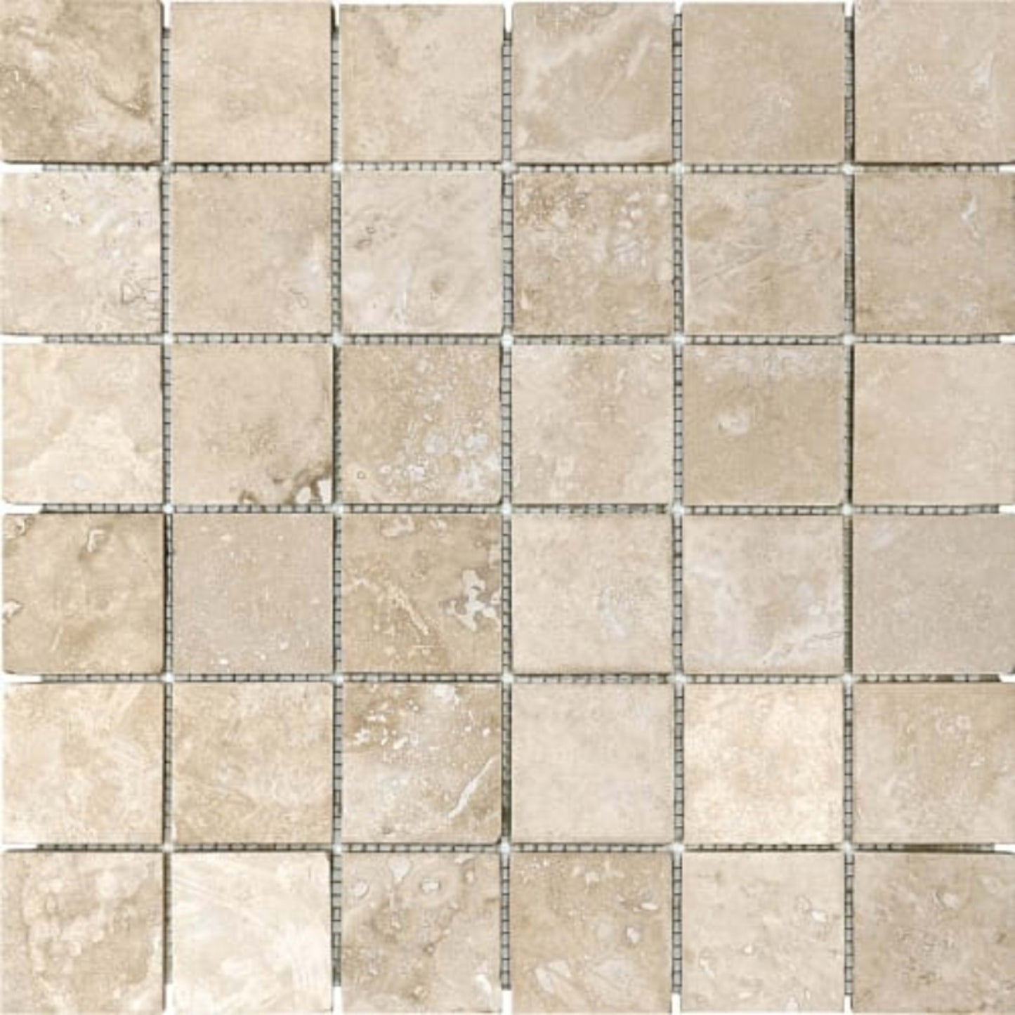 Ivory Travertine in 2x2 In Filled & Honed Mosaics Natural Stone