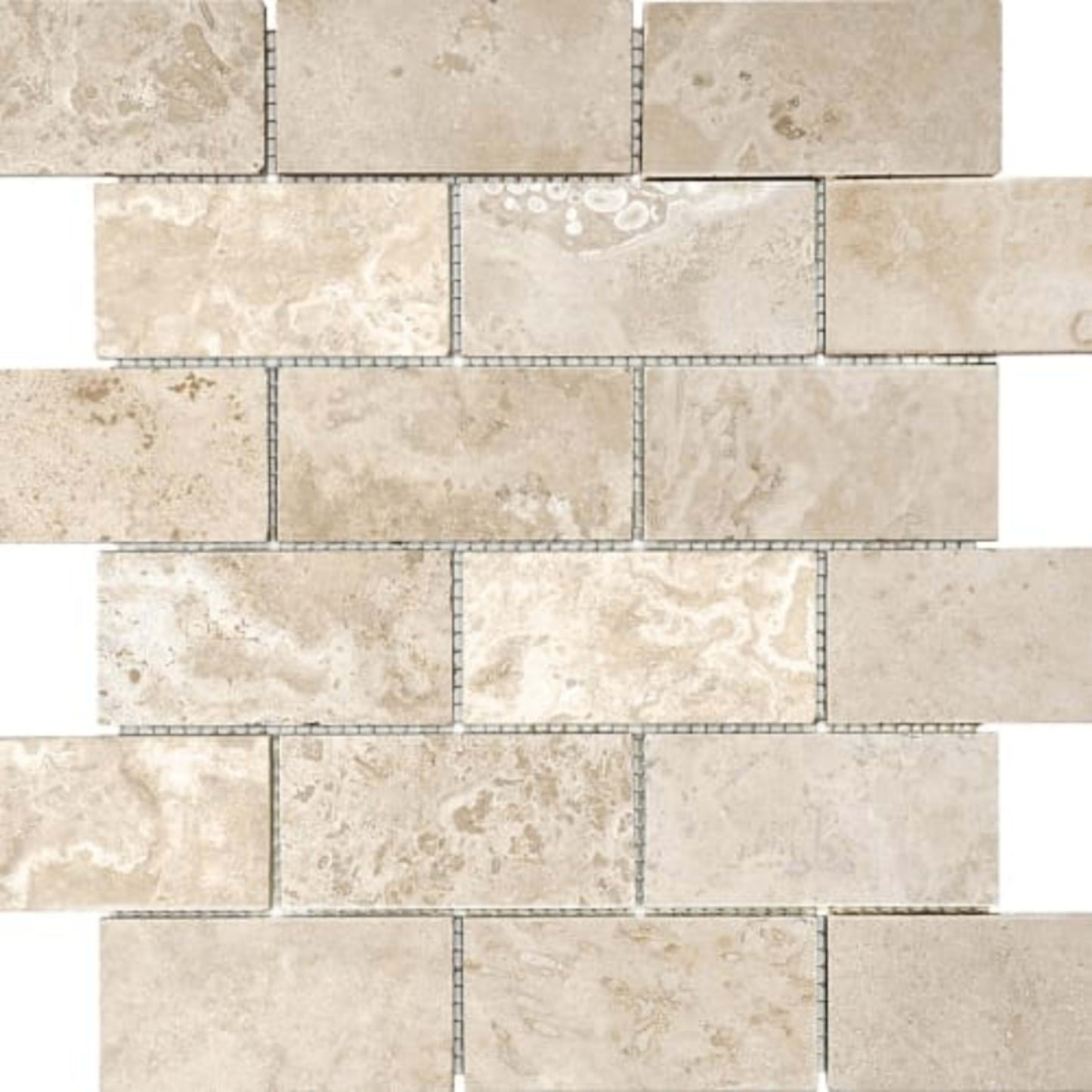 Ivory Travertine in 2x4 In Filled & Honed Mosaics Natural Stone