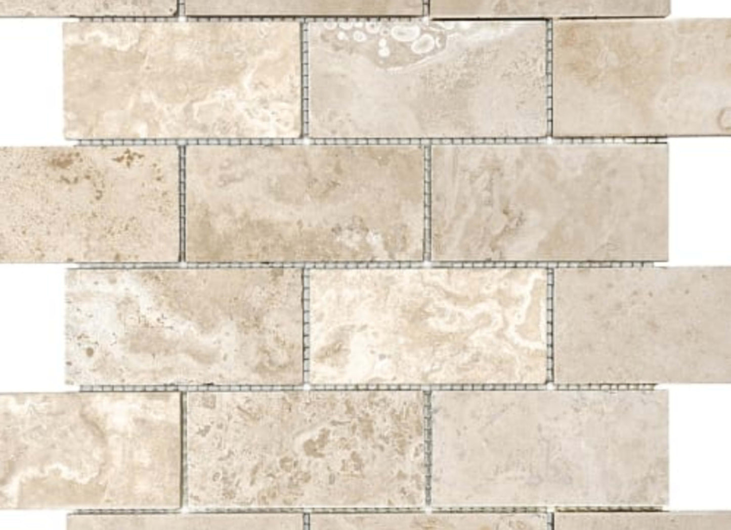 Ivory Travertine in 2x4 In Filled & Honed Mosaics