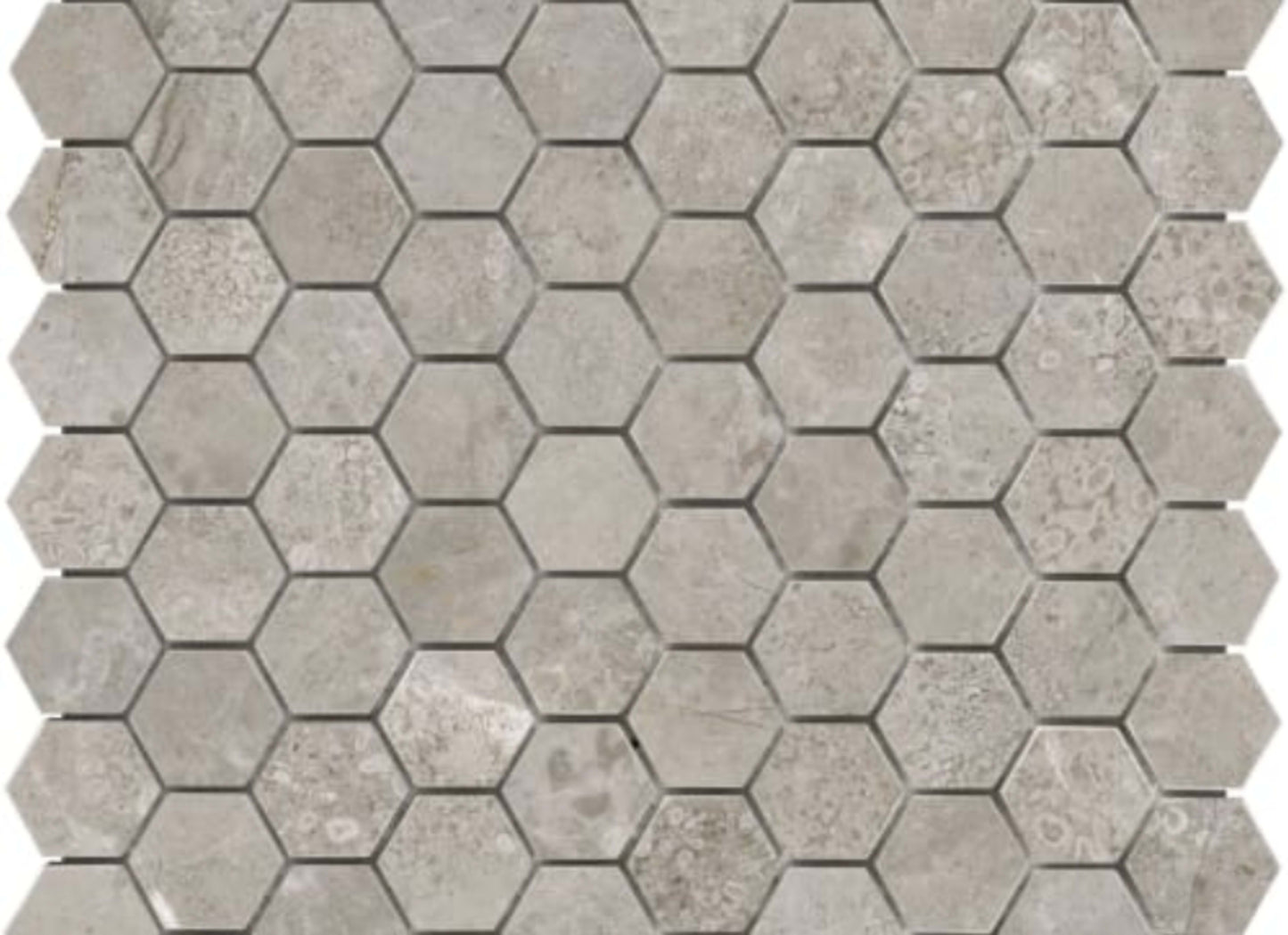 Ritz Gray in 1.25x1.25 In Hexagon Polished