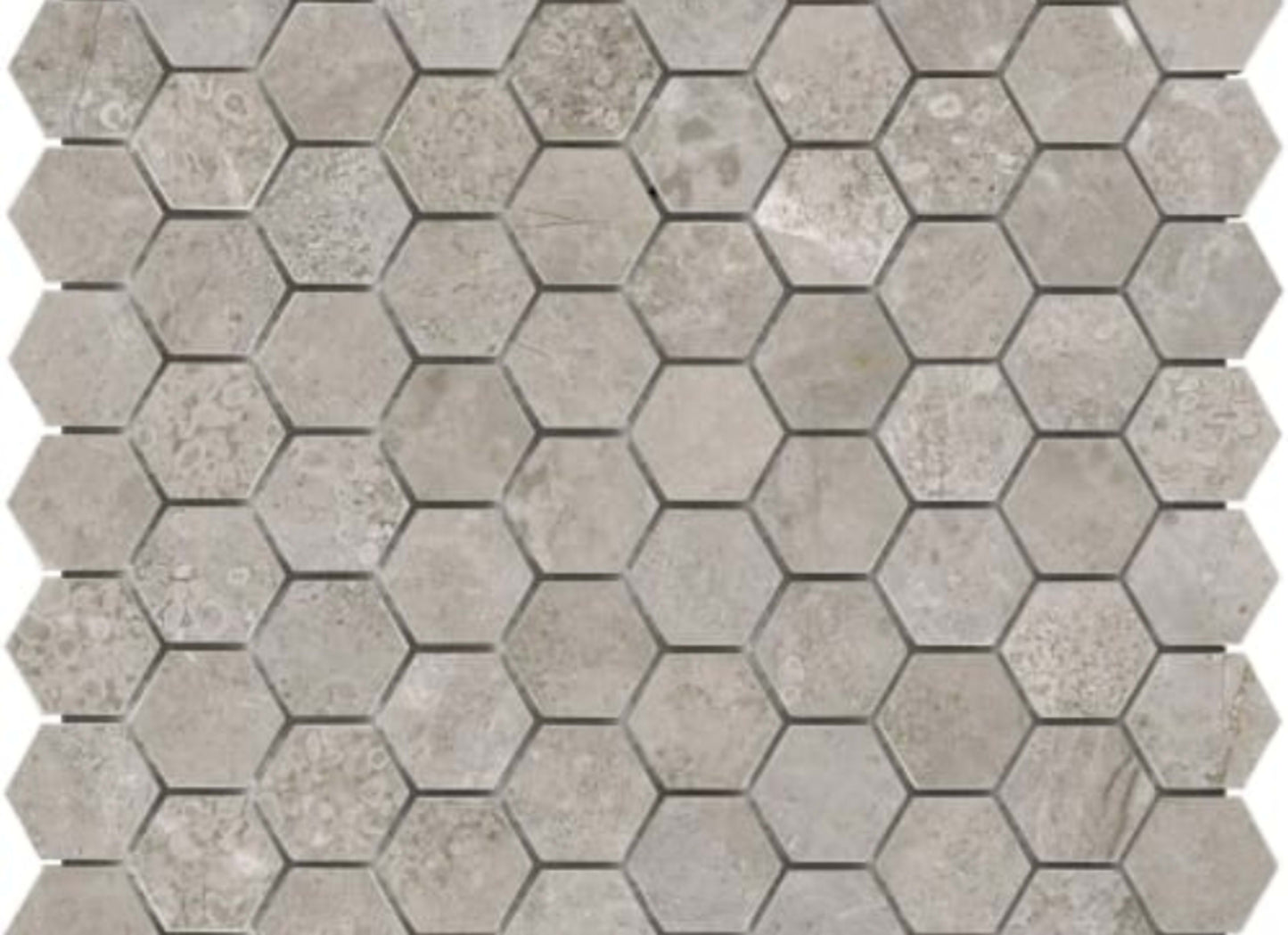 Ritz Gray in 1.25x1.25 In Hexagon Honed