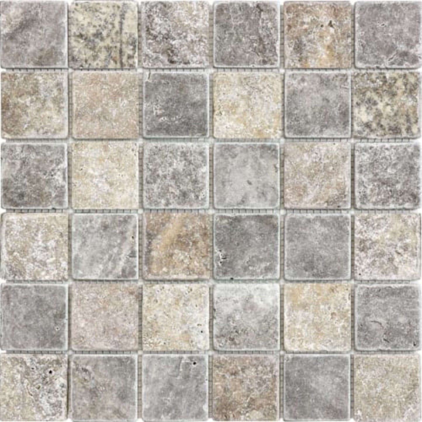 Silver Ash in 2x2 In Tumbled Natural Stone