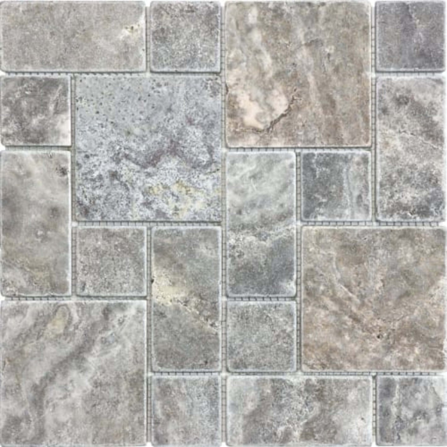 Silver Ash in Roman Pattern Tumbled Natural Stone