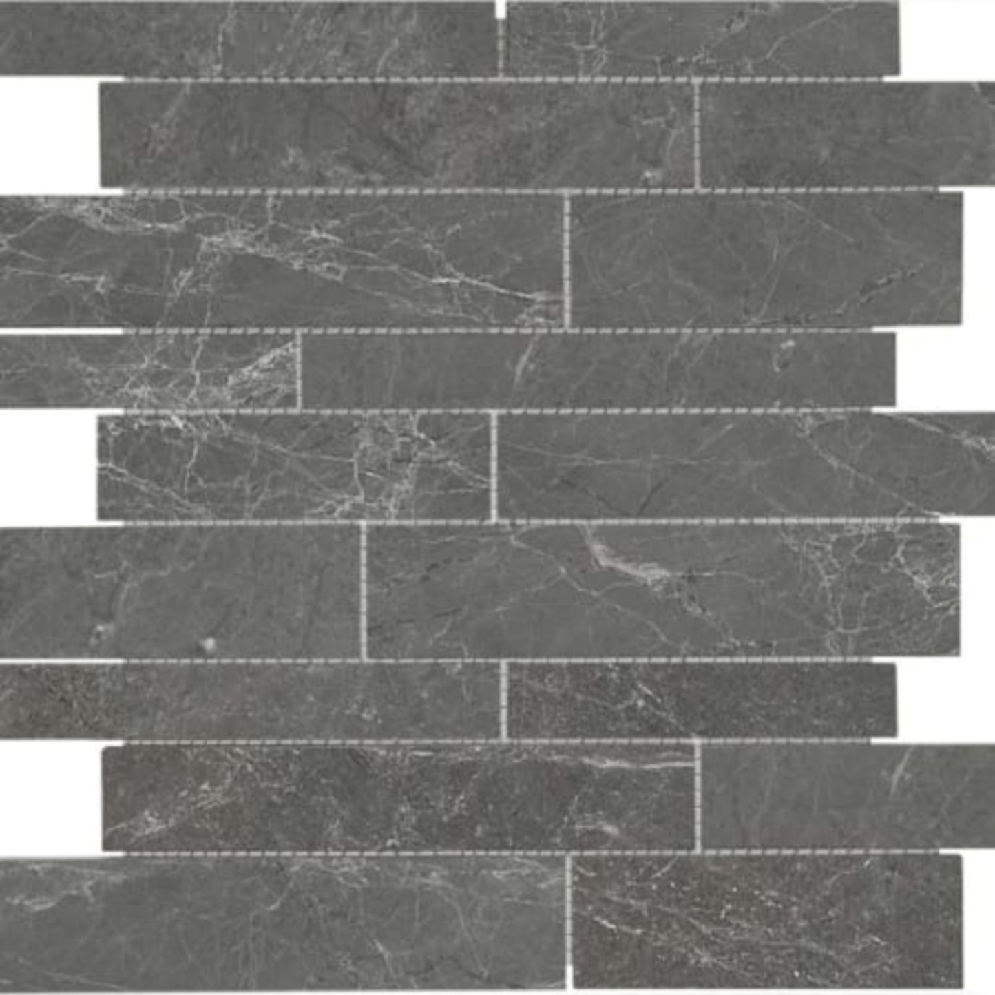 Stark Carbon in Random Strip Polished Mosaics Natural Stone