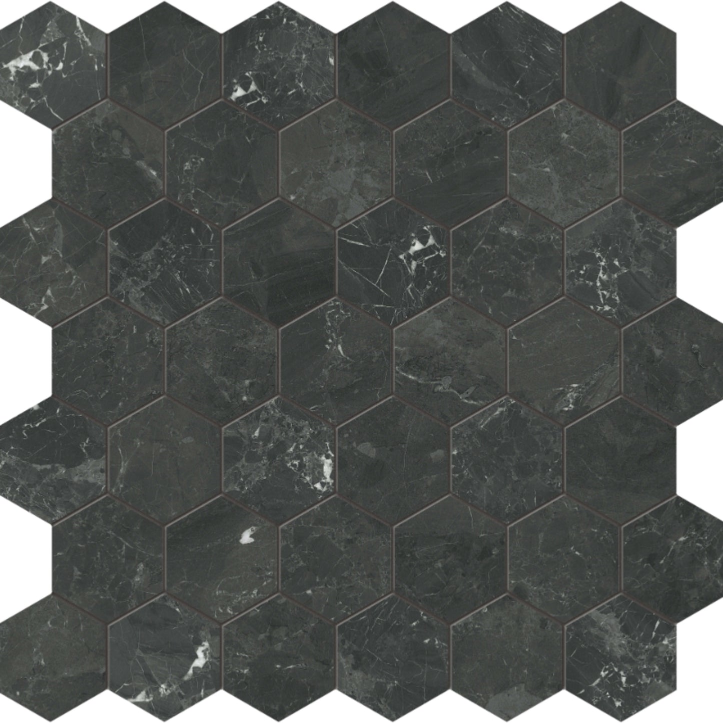Galaxia Nero in Hexagon Mosaic Polished Natural Stone