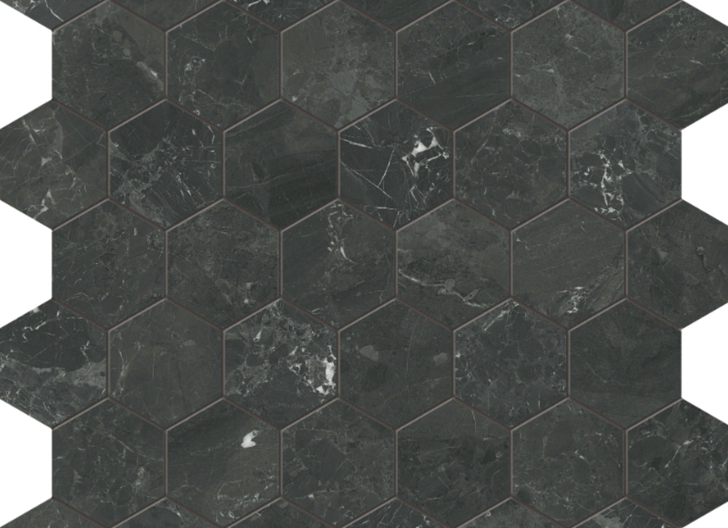 Galaxia Nero in Hexagon Mosaic Polished