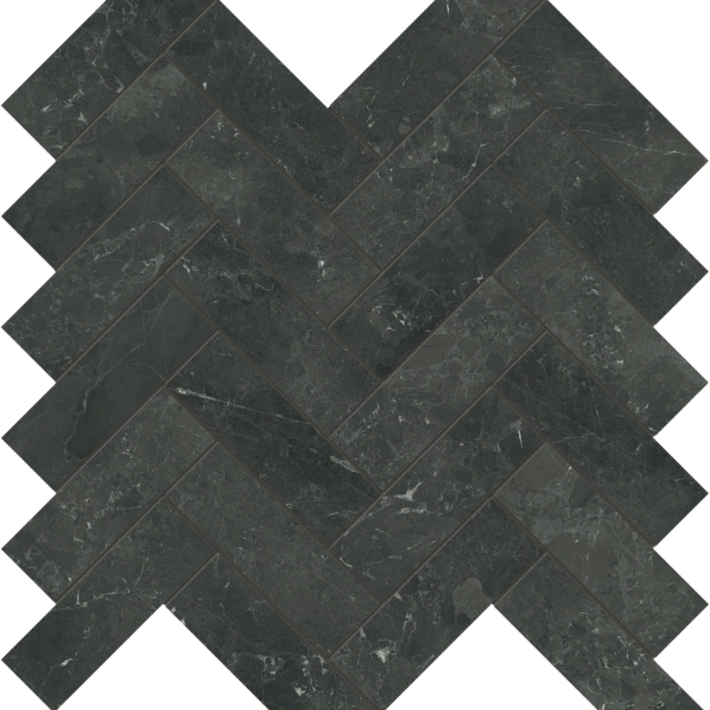 Galaxia Nero in Herringbone Mosaic Polished Natural Stone