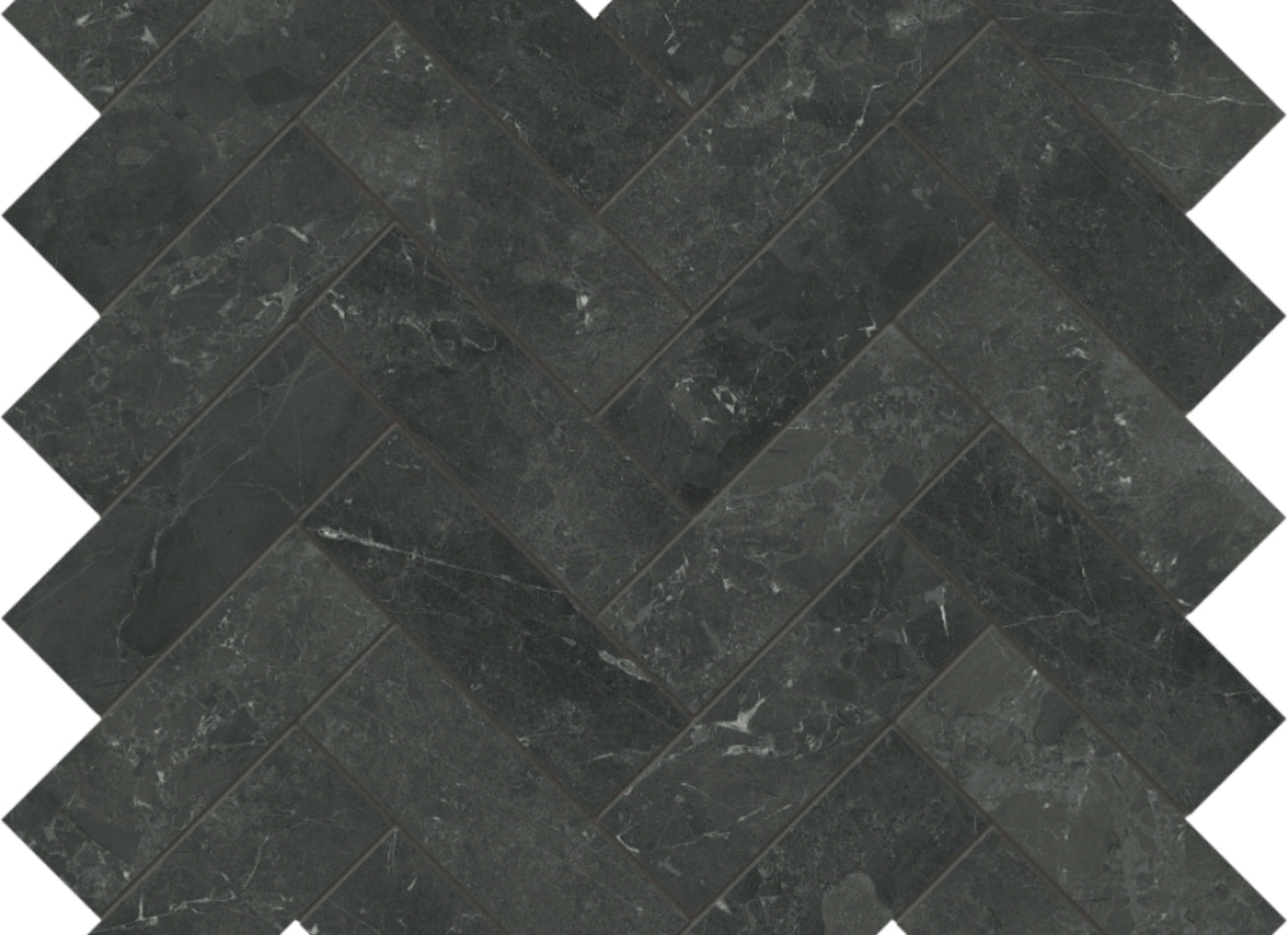 Galaxia Nero in Herringbone Mosaic Polished