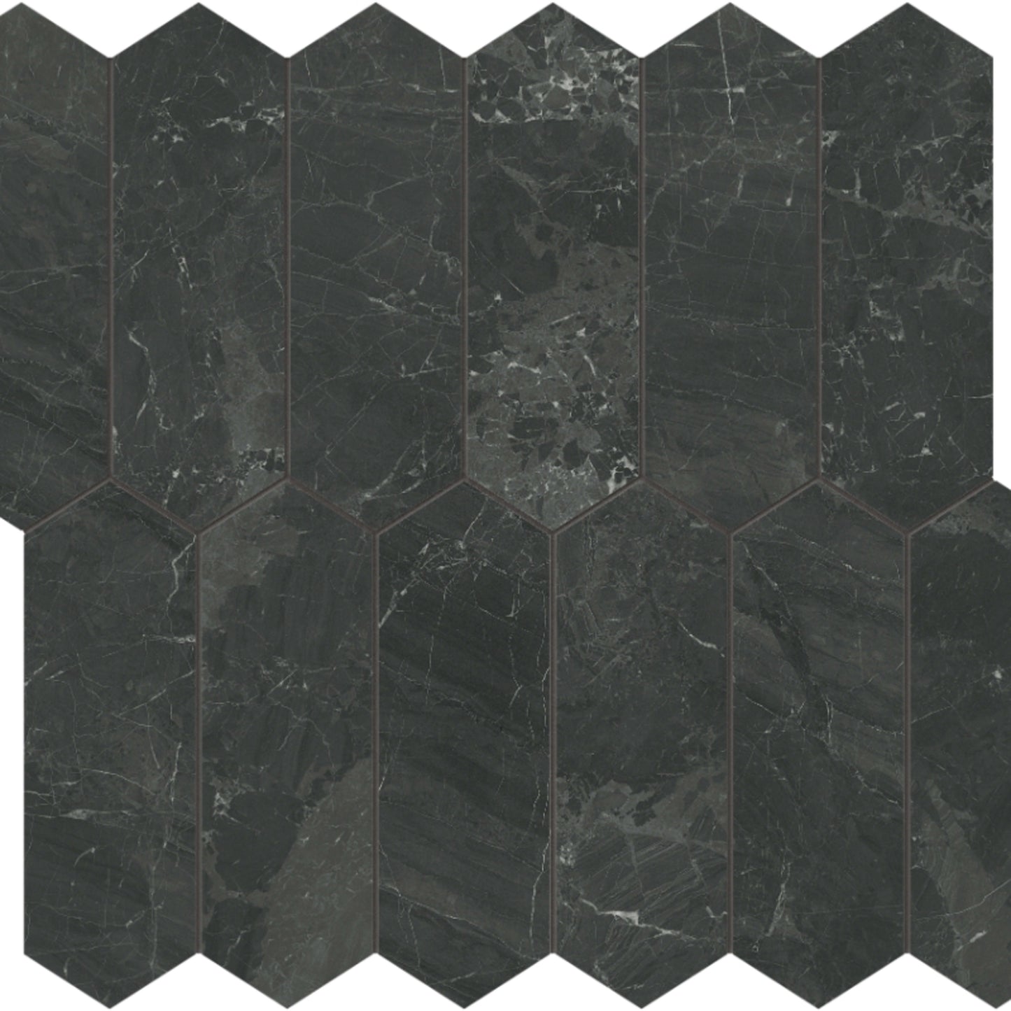Galaxia Nero in Picket Mosaic Polished Natural Stone