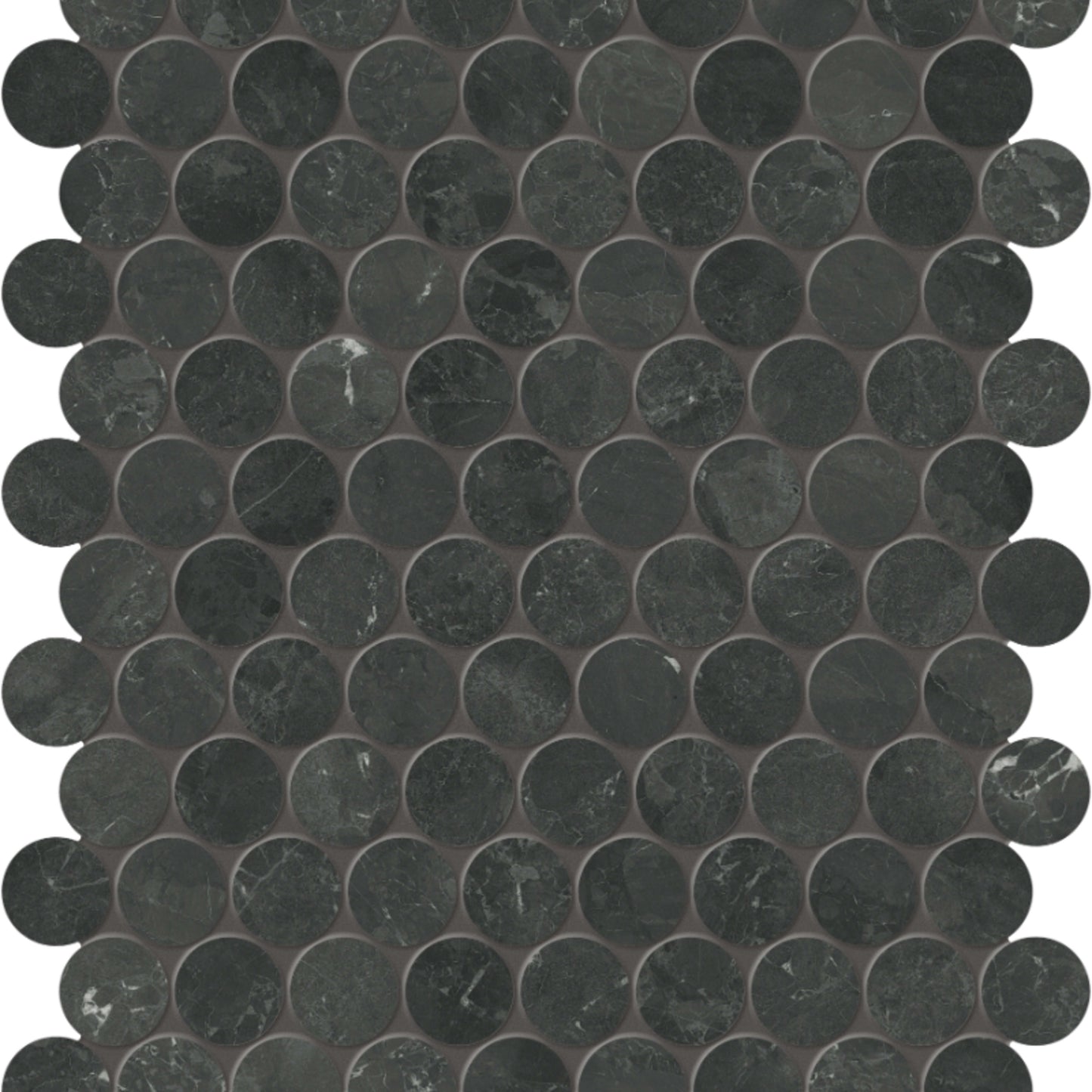 Galaxia Nero in Penny Round Mosaic Polished Natural Stone