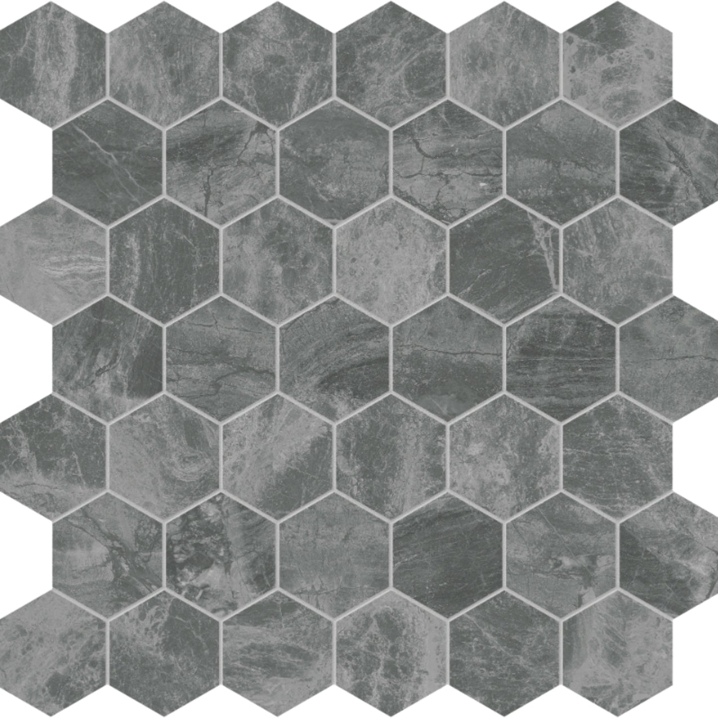 Gemma Mystique in Hexagon Mosaic Brushed Natural Stone
