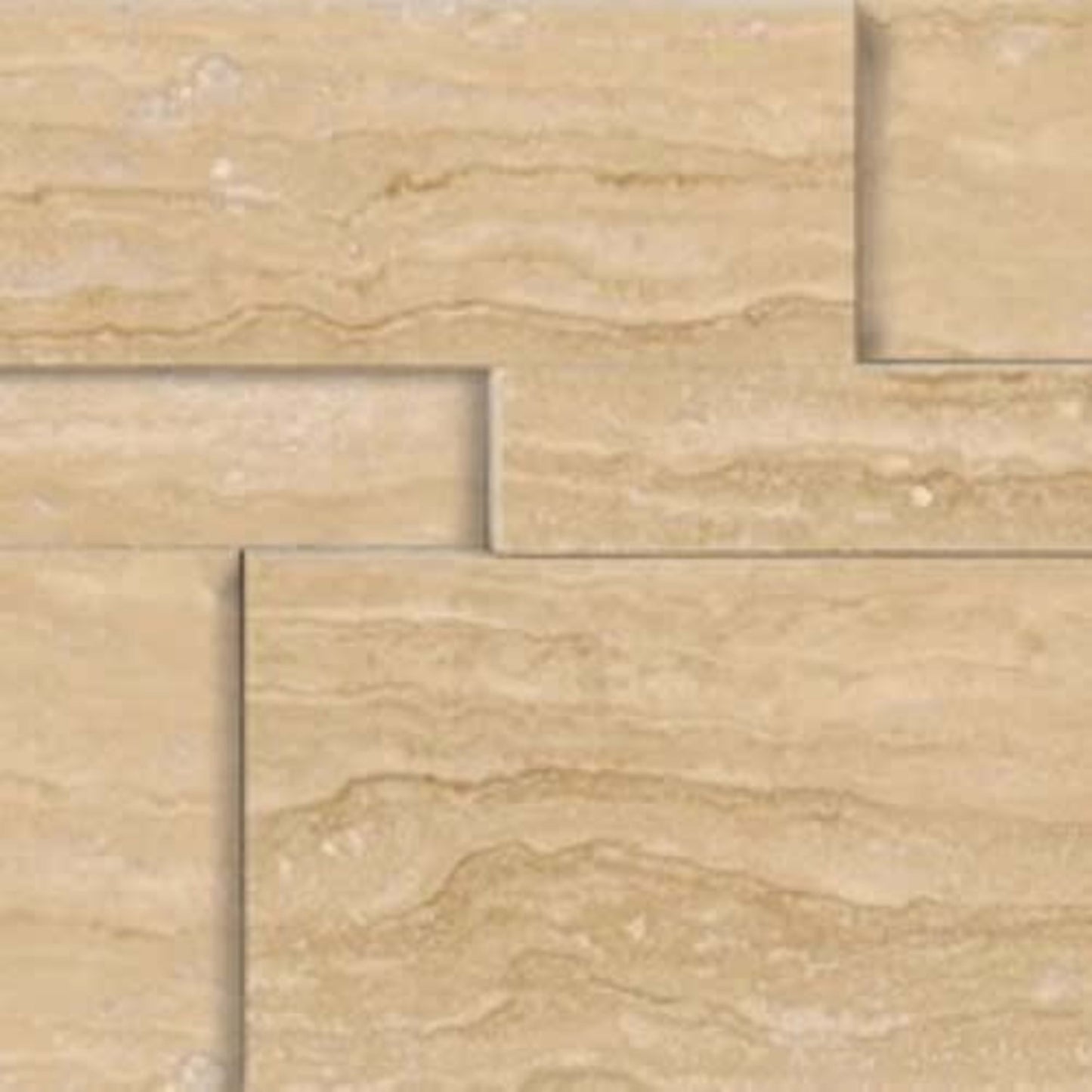 Splitface & Cubics in Siena Avorio Veincut 6x24 Cubic Wall Panels Honed Natural Stone