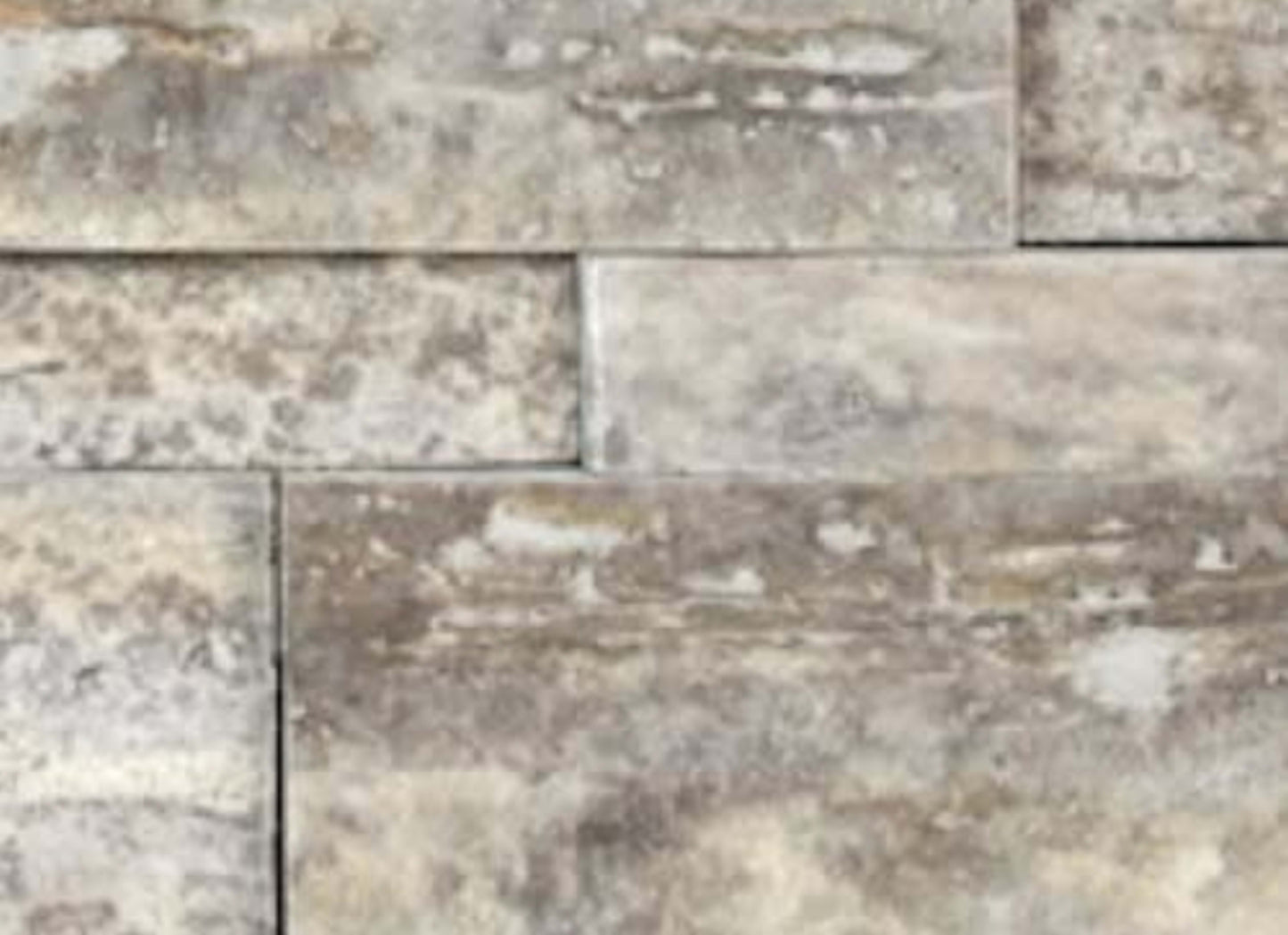 Splitface & Cubics in Silver Ash Veincut 6x24 Cubic Wall Panels Honed