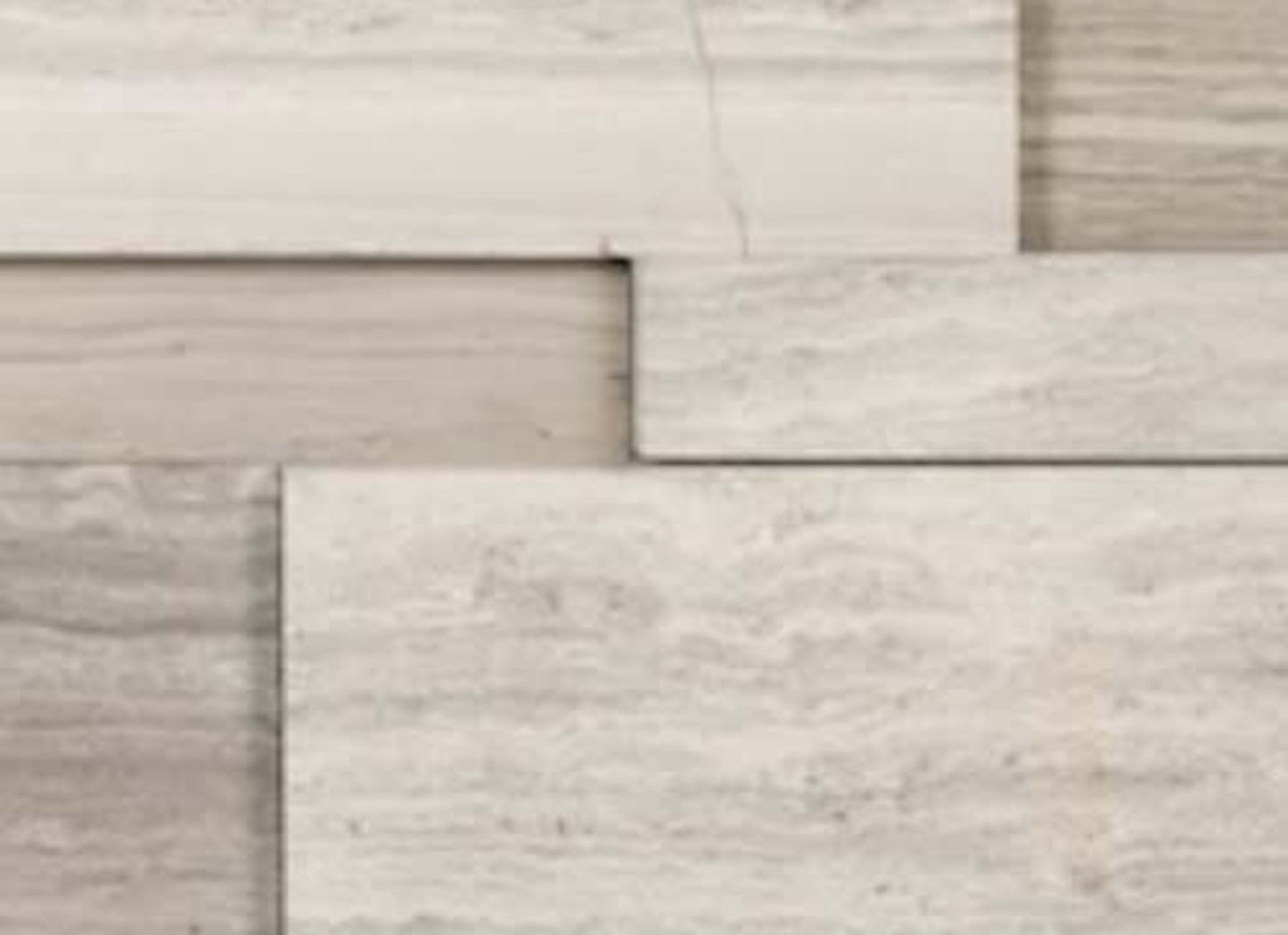 Splitface & Cubics in Strada Mist Veincut 6x24 Cubic Wall Panels Honed