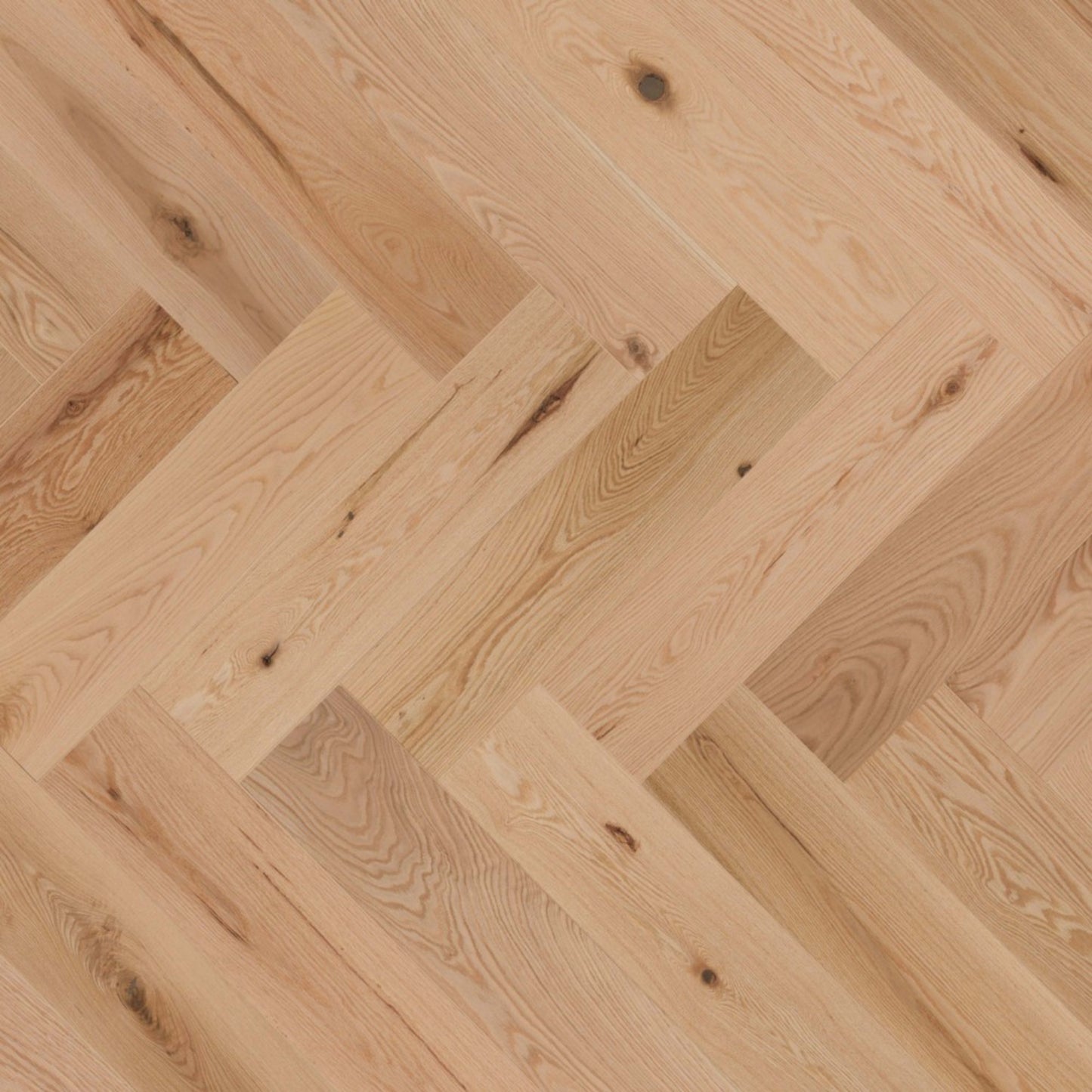 Natural - Duramatt in Red Oak - 5" Character Brushed Herringbone Hardwood