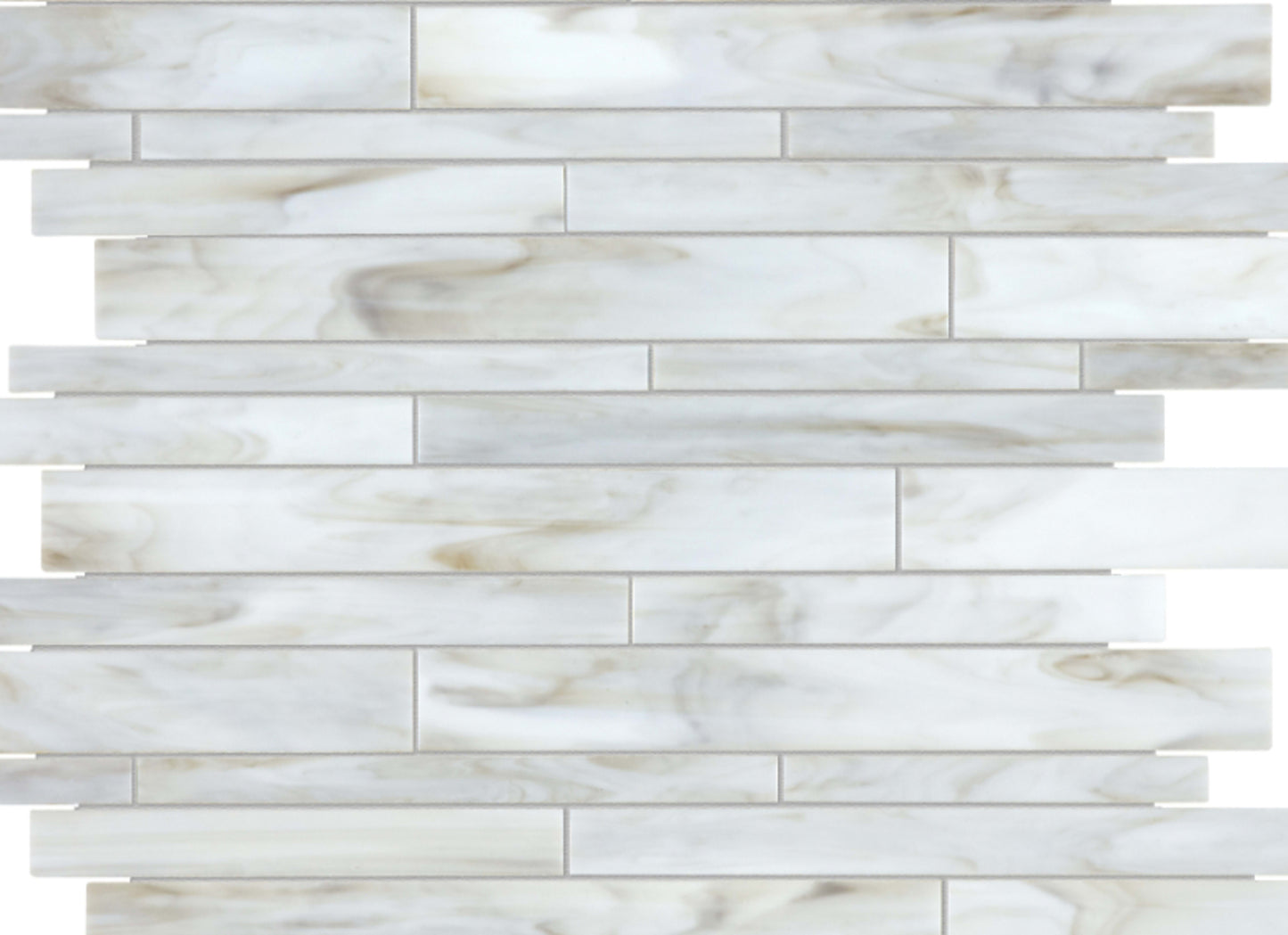 Baroque in Calacatta Random Strip Mosaic