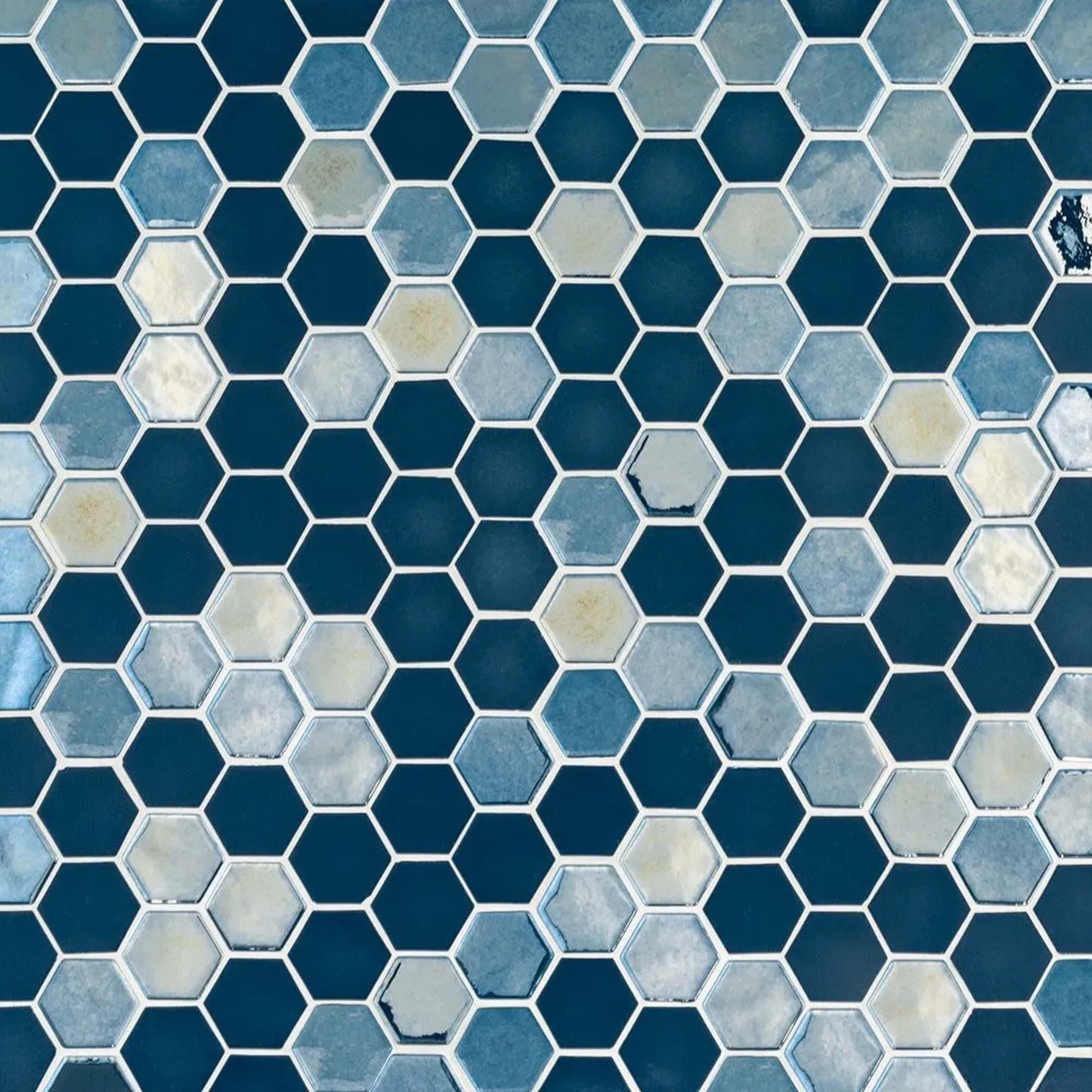 Brill Hexagon Mosaic in Azure Glass Tile