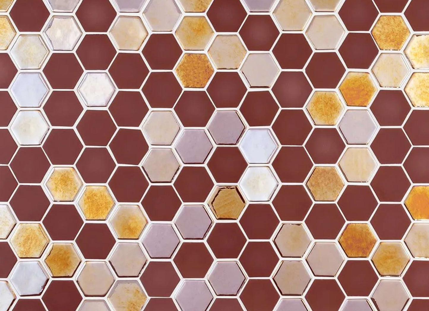 Brill Hexagon Mosaic in Burgundy