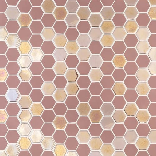 Brill Hexagon Mosaic in Rose