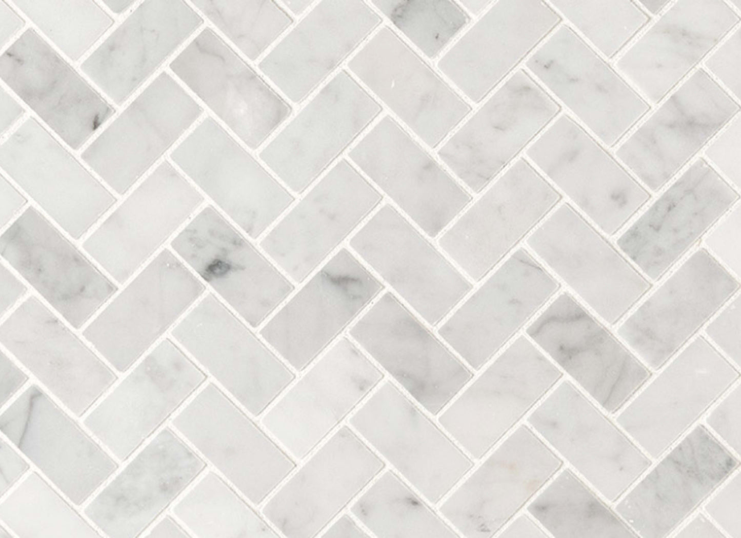 Carrara White in Carrara White - 1x2 Herringbone