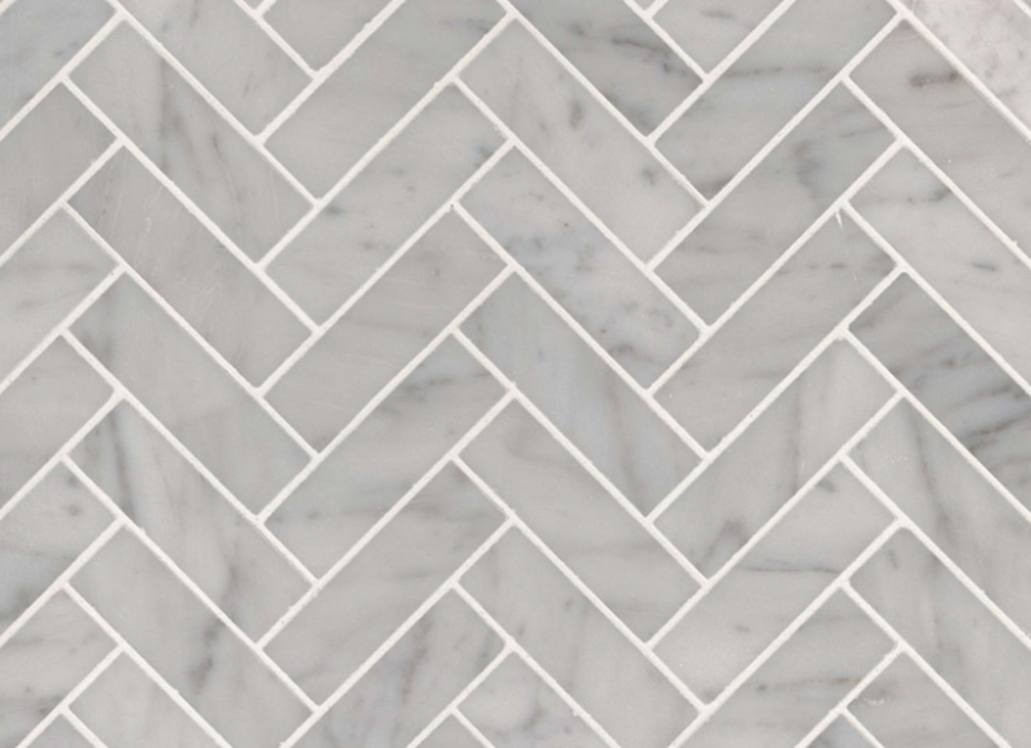 Carrara White in Carrara White - 1x3 Herringbone