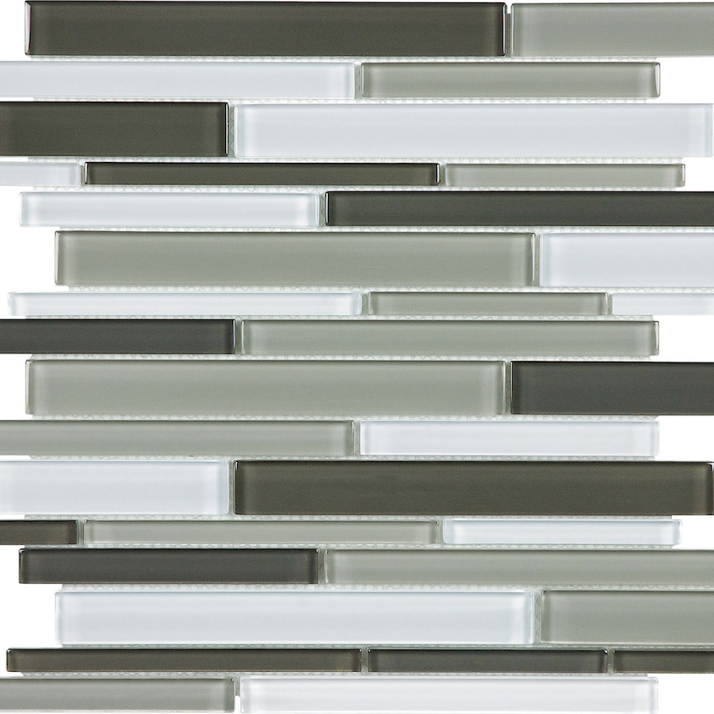 Debut in Contrast Random Strip Mosaic Glass Tile