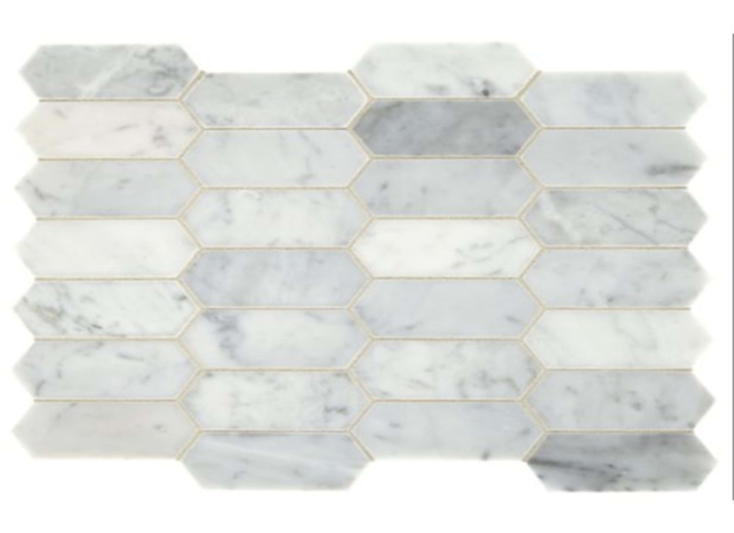 Marble Collection in Carrara White Elongated Hex