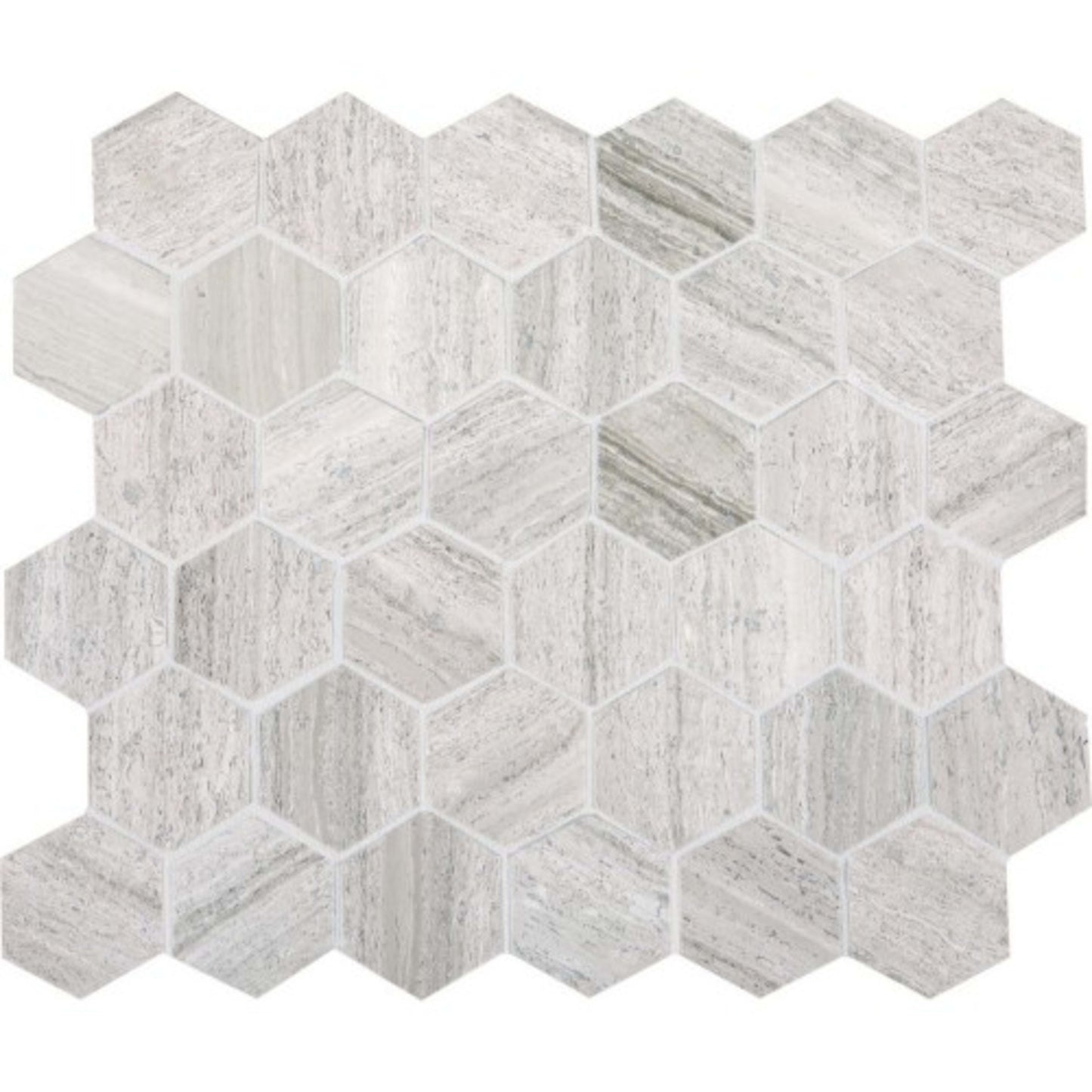 Limestone Collection in Chenille White 12x24 Hexagon Natural Stone
