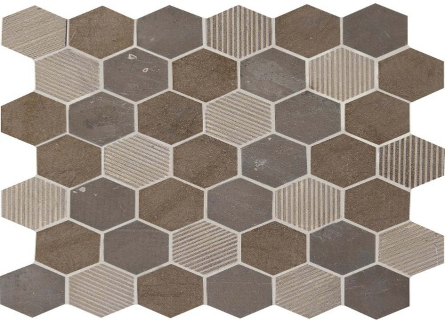 Limestone Collection in Sormonne Brun Hexagon