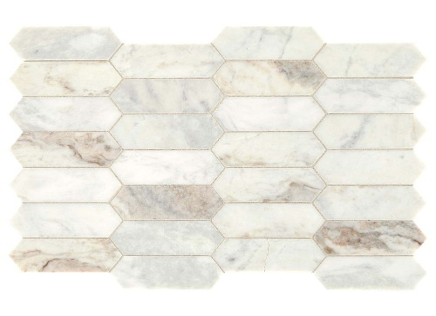 Marble Collection in Daphne White - Elongated Hex