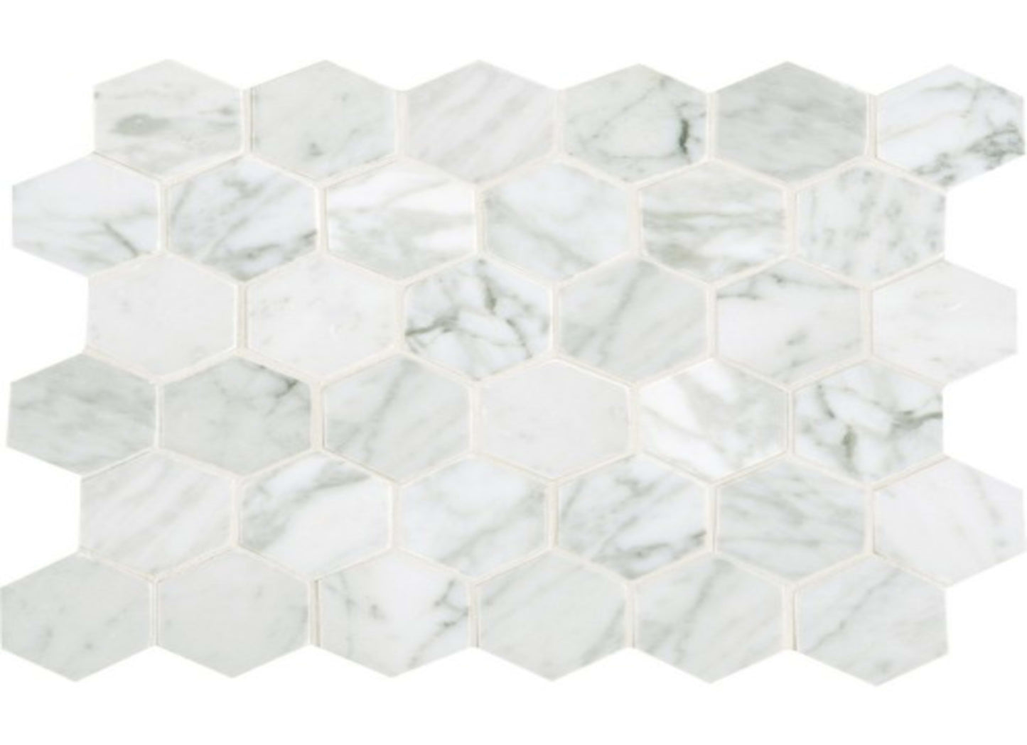 Marble Collection in Carrara White Hexagon 18x20
