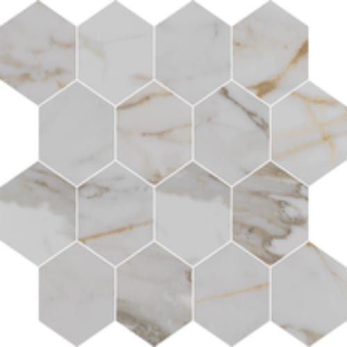 Alustra in Imperial Gold Calacatta Polished Hex