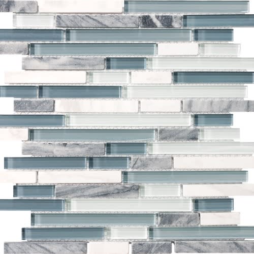 Bliss in Waterfall 12x12 Random Strip Mosaics