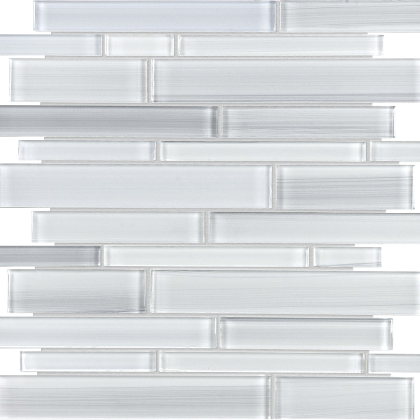 Fusion in Ice Random Strip Mosaic Glass Tile