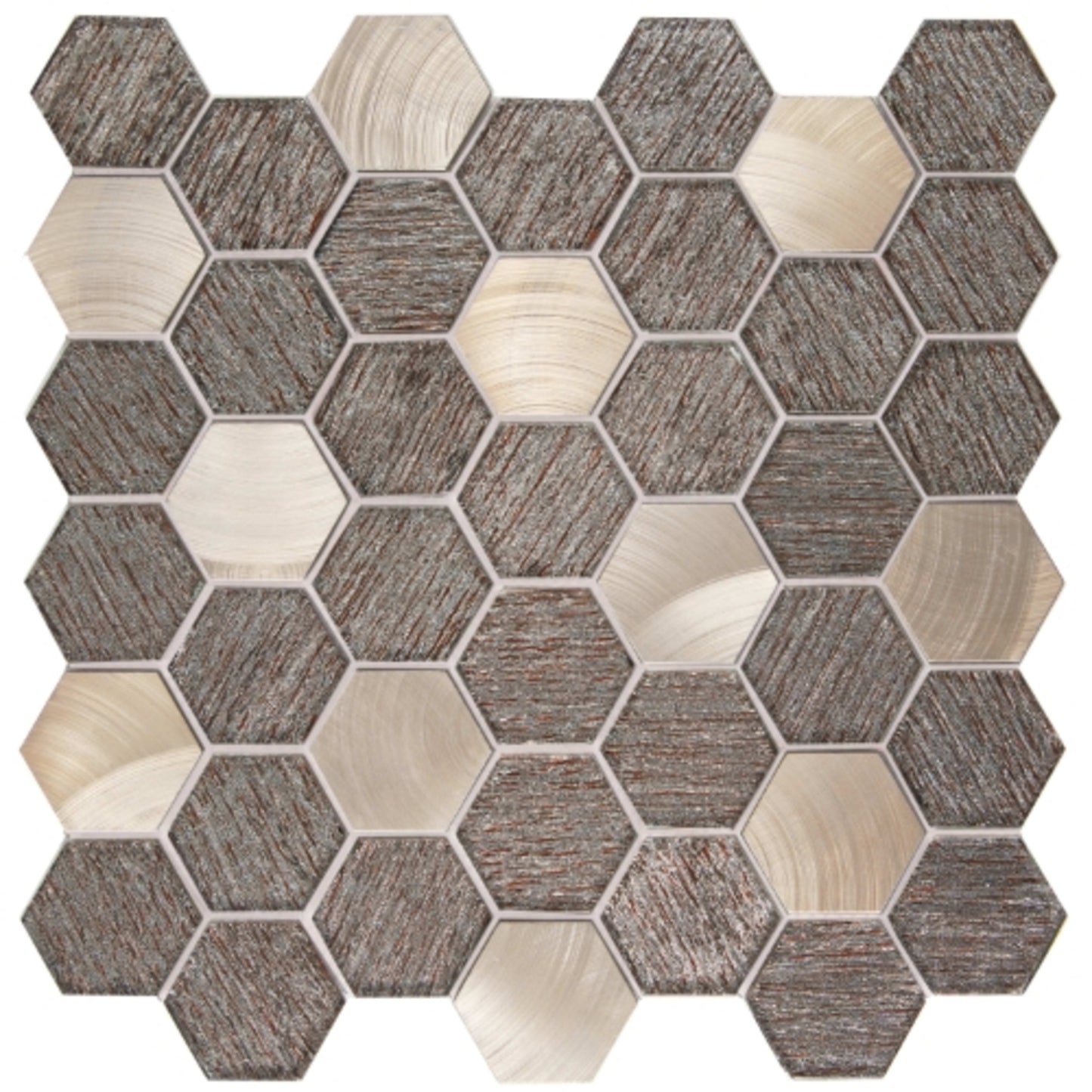 Glitz in Love Hexagon 12" X 12" Mosaic Mesh Tile