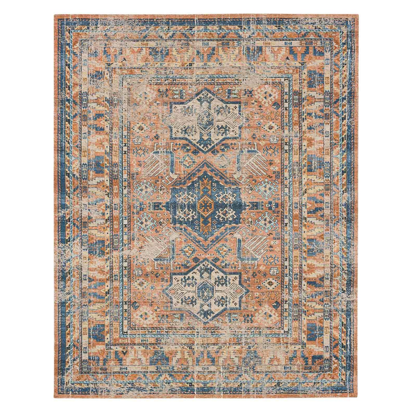 Haykota Terracotta/Rust Blue in Terracotta/Rust Blue 5'X8' Area Rugs