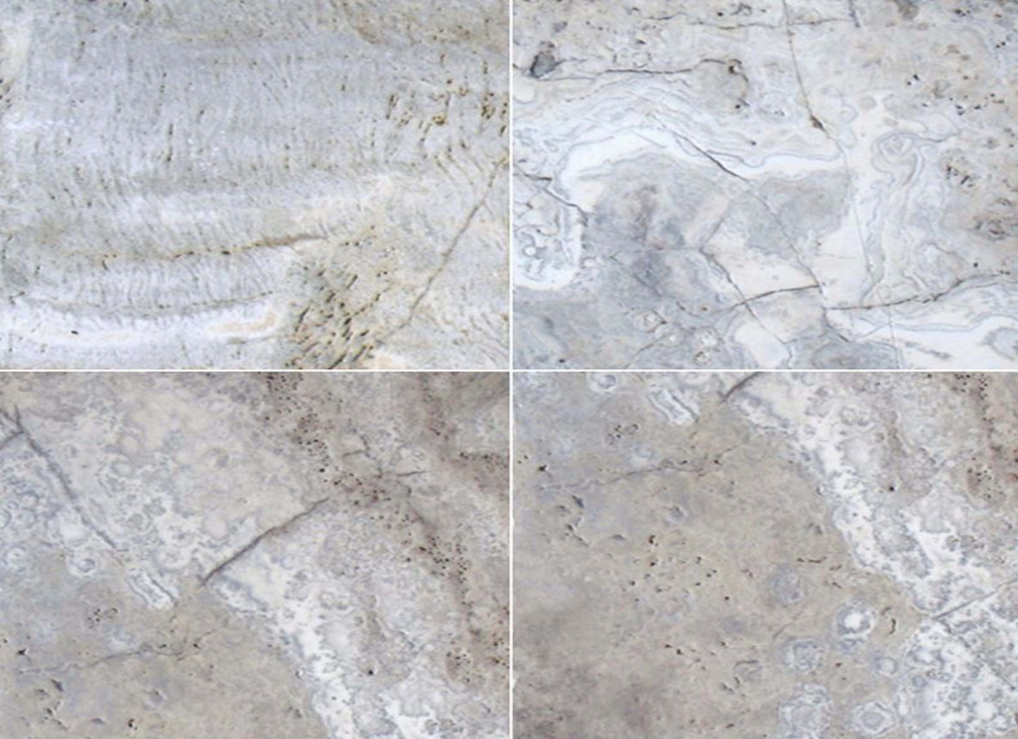 Silver Travertine in Gray-Light 8x8