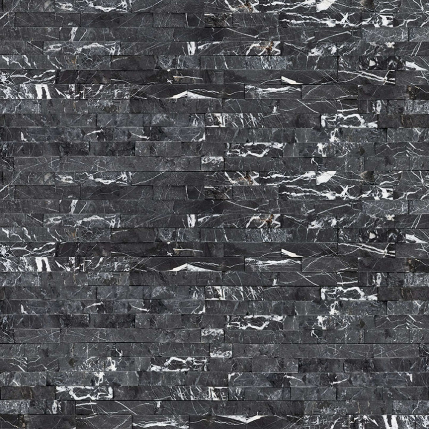 Rockmount Stacked Stone Collection in Marquina Nero Natural Stone