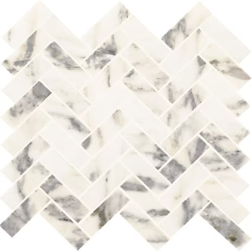 Eclessia Marble in Arabescato Argento Herringbone