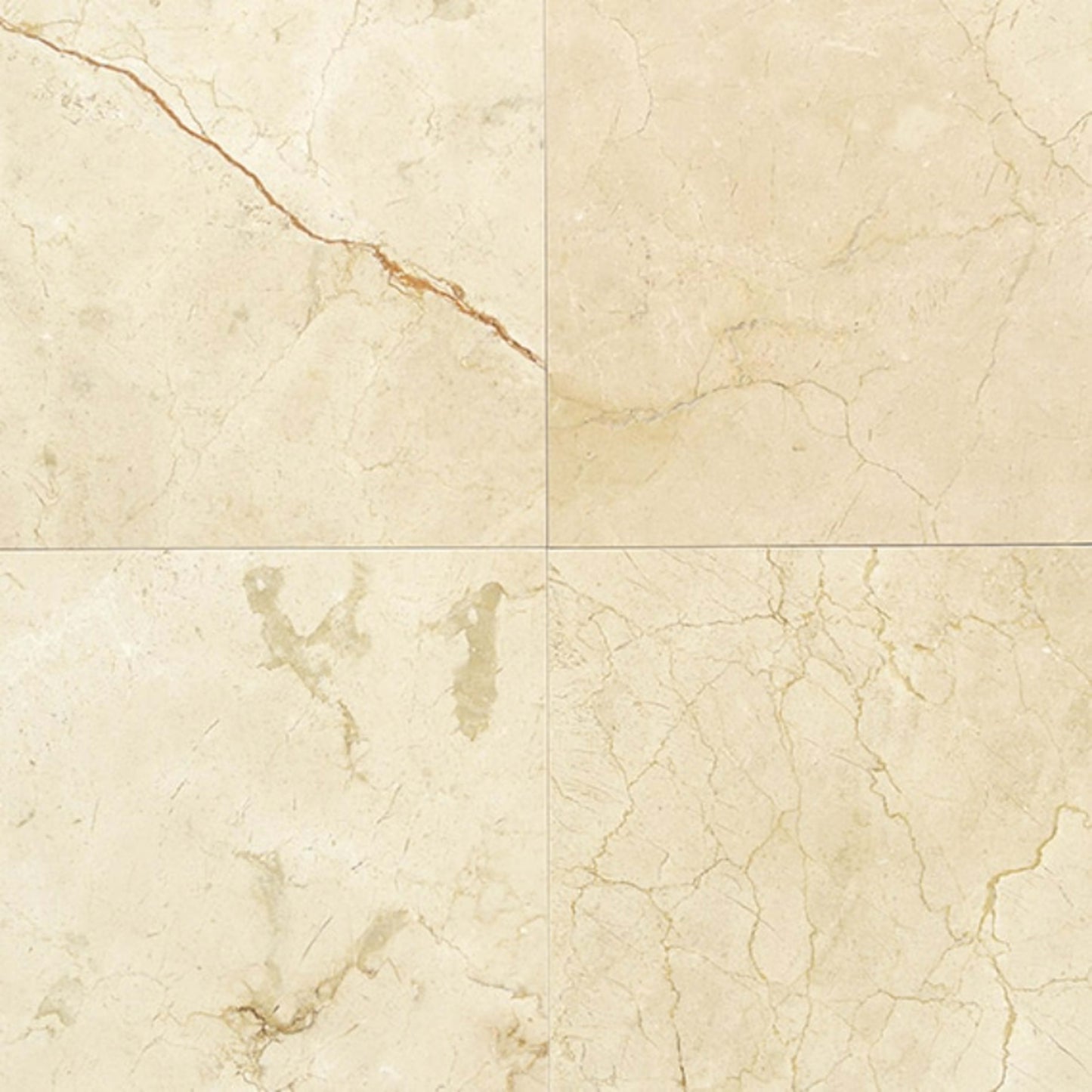 Marble in Crema Marfil Cl-18x18x.375-Polished Natural Stone