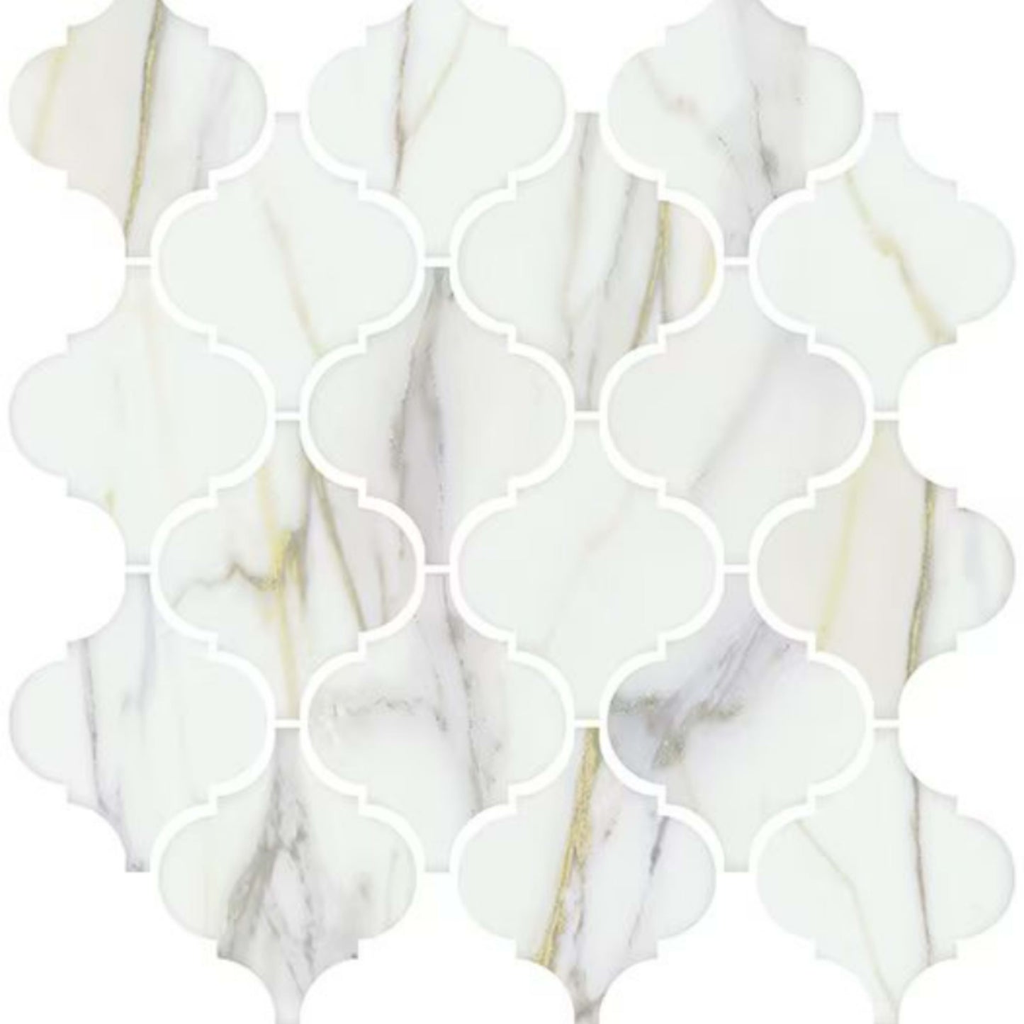 Mythique Marble in Calacatta Matte Arabesque Tile